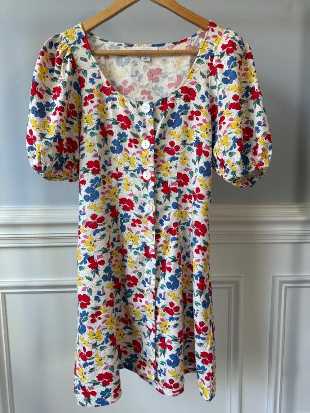 RIXO for Target Floral Linen Blend Button Front Short Sleeved Dress Sz 4